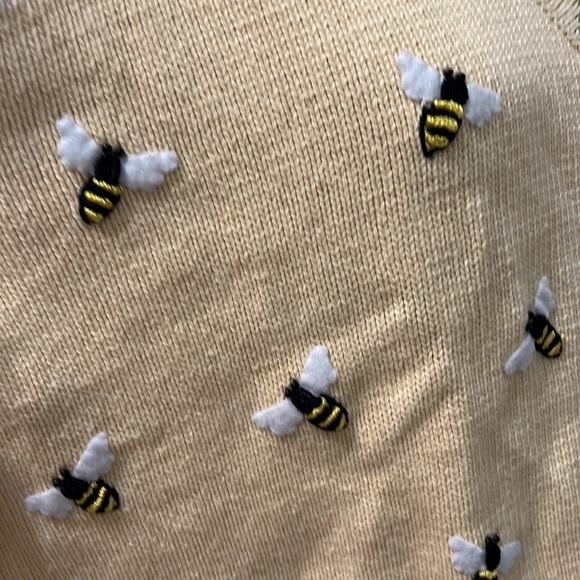 Storybook Knits Cardigan Sweater “Bee Lines” Bumblebee Embellished Floral Lg - Picture 4 of 10